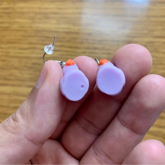 Purple Duck Drop Earrings - Picture 6 of 8